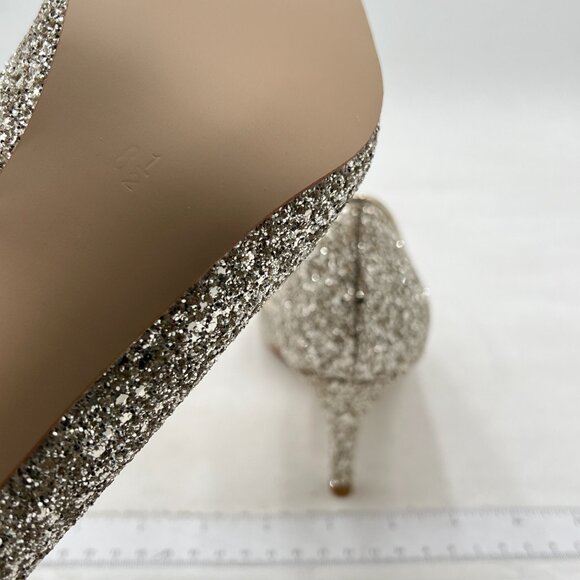 XYD Gold Glitter D'Orsay Mid Heels Comfortable Slip-on Pointed Toe Sexy Pumps - Picture 6 of 8